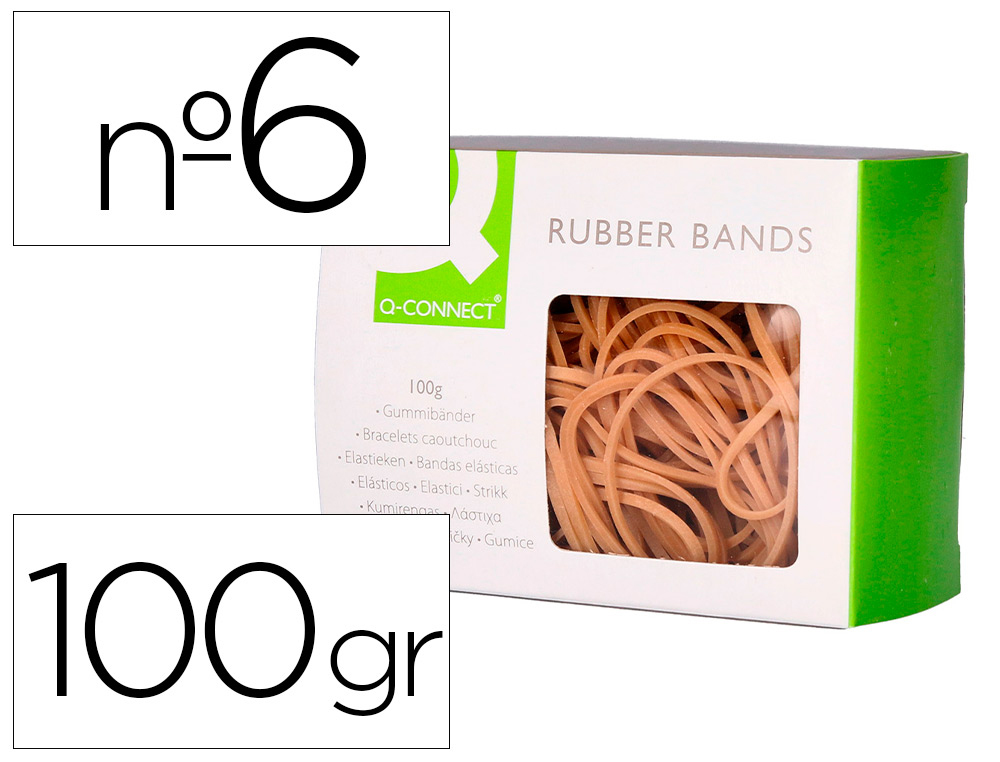 BRACELET CAOUTCHOUC Q-CONNECT N.6 60X2MM BOÎTE FENÊTRE 100G