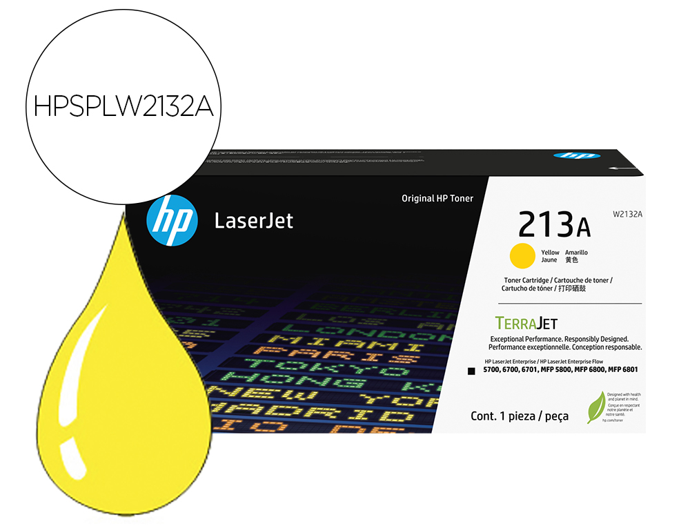 TONER LASER HP ORIGINAL 213A (W2132A) 3000P JAUNE