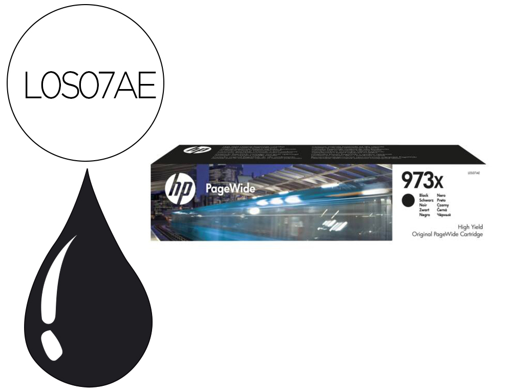 CARTOUCHE HP 973X JET D'ENCRE L0S07AE PAGEWIDE PRO COULEUR NOIR 10000P