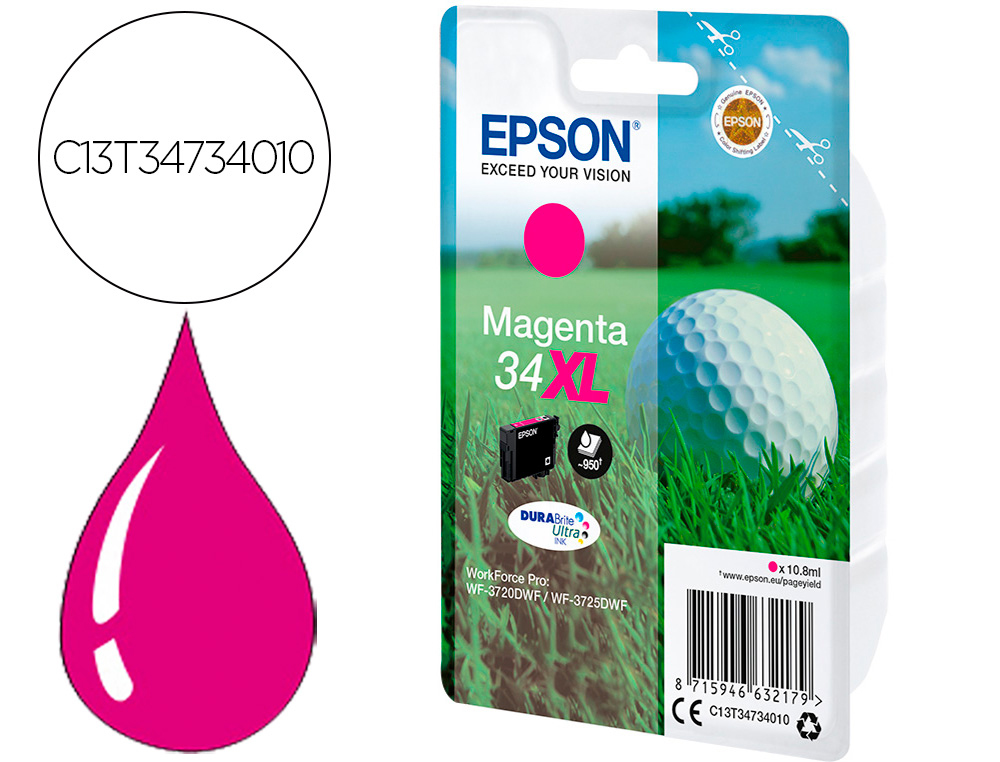 CARTOUCHE EPSON N34 XL JET D'ENCRE COULEUR MAGENTA HAUTE CAPACIT 950P